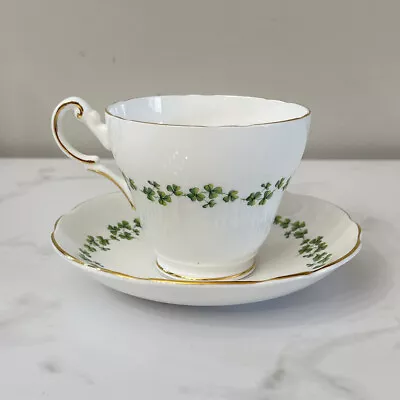 Buy Vintage Regency Bone China England Green Shamrock Lucky Tea Cup Saucer Irish • 19.71£