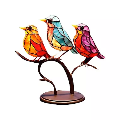 Buy Bird Home Ornament Glass Color Handicraft Handmade Creative Gift Ornament Metal • 14.39£