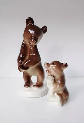 Buy Vintage Porcelain Standing Brown Bear & Playful Cub Figurine Lomonosov USSR ~ GC • 20£