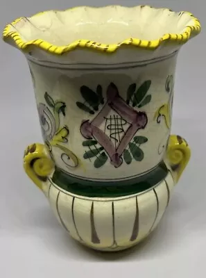 Buy Italian Pottery Hand Painted Vintage Pottery Vase Very Unique Classic Style 6in • 28.46£