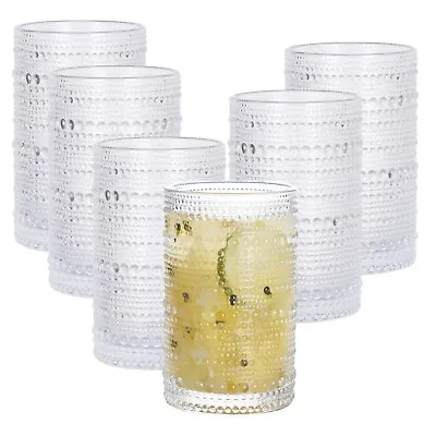 Buy Set Of 6 Dotted Drinking Glasses With Gold Rim, Tumblers For Cocktail Hot Cold • 21.99£