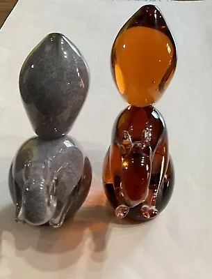 Buy Pair Of Wedgwood Glass Paperweights In Form Of 2 Squirrels • 25£