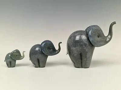 Buy Set Of 3 Paul Miller Langham Grey Glass Elephants • 200£