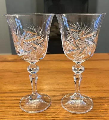 Buy X2 Czechoslovakian Cut Crystal Wine Glasses 7  • 30£