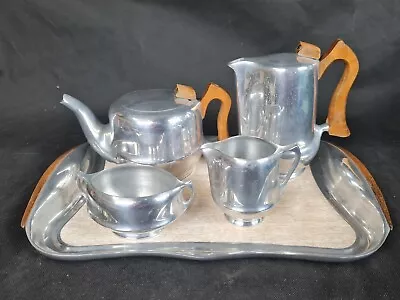 Buy Picquot Ware Vintage 1950 Rare Teapot Tea Set On Tray 5 VGC Z381 • 50£
