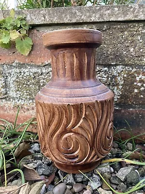 Buy Mid Century Art Pottery Wood Look Rustic 1970’s Perfect ! • 10£