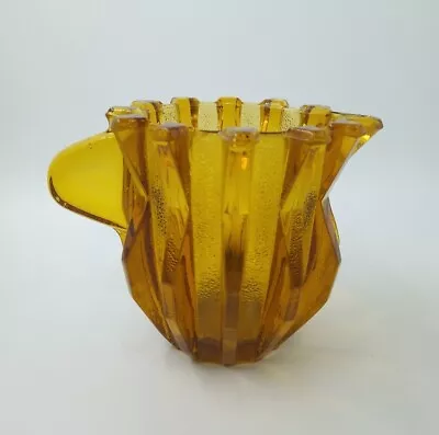 Buy Vintage Stolzle Amber Glass 'Spoke'  Milk Jug/Creamer C.1930s - 8.5cm Tall • 14.75£