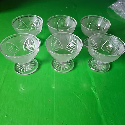 Buy Set Of 6 Vintage Mini Pressed Glass Desert Bowls • 14.99£