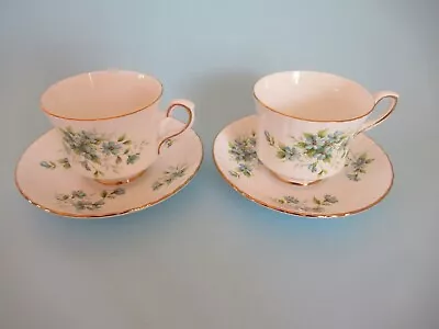 Buy Royal Stafford Bone China Cups And Saucers Blue White Coquette Gold Trim VGC • 9£
