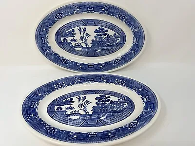 Buy Buffalo China Blue Willow 13  Oval Serving Platter Resturant Ware Set Of 2 • 47.28£