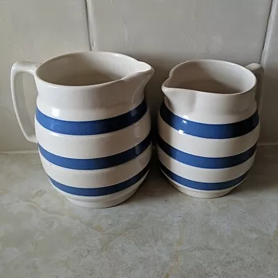 Buy Vintage Staffordshire Chef Ware Blue And White Striped Jugs • 10.49£