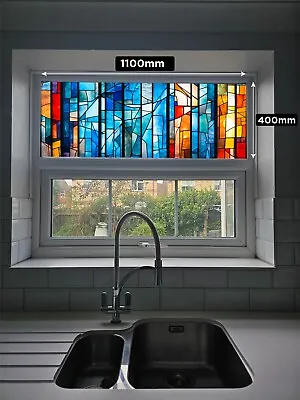 Buy Stained Glass Window Film - Abstract - Multicoloured - Easy Apply - No Glue • 16.99£