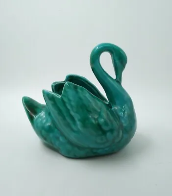 Buy Anglia Pottery AP190 Turquoise Blue Ceramic Swan Planter 9.5cm Tall • 10.95£