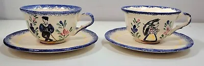 Buy Vintage Faience Ware Brittany France Cup & Saucer. Quimper Style. Pornic C 1970 • 49.59£