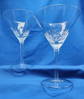 Buy Pier 1 Imports CRACKLE GLASS Martini Glasses Set Of 2 Clear Rim Cosmo • 26.59£