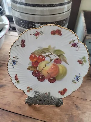 Buy Vintage Hammersley England Bone China 8  Ribbed Plate With Fruit Design • 14.39£