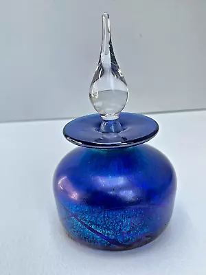 Buy Vintage Isle Of Wight Studio Alum Bay Blue Iridescent Art Glass Perfume Bottle • 39.99£