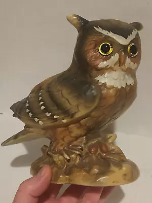 Buy Vtg Lefton Horned Owl Planter HandPainted Porcelain 6.25  Japan Glass Eyes H4470 • 13.28£