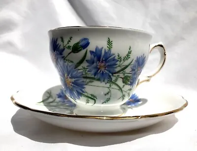 Buy ROYAL VALE - Bone China - Tea Cup & Saucer - BLUE FLORAL Floral - Gold Trim (BF) • 10.37£