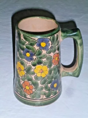Buy TALAVERA CASTILLO MEXICO Tankard|Mug Floral W|green Trim • 10.04£