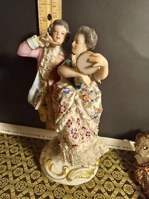 Buy Miniature Dollhouse Antique KaLK German Dresden Lace Figurine Porcelain 1:12 • 92.07£