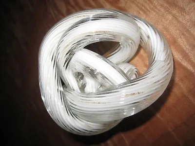 Buy Mid Century Murano Clear White Gold Art Glass Twisted Knot Paperweight Statue  • 43.43£