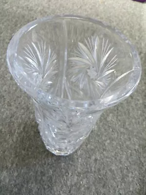 Buy Large Royal Doulton Bohemian Clear Cut Crystal Vase 1990 Excellent Condition • 11.74£