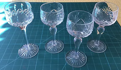 Buy 3 + 1 Tall Cut Glass Crystal Wine Glasses In Excellent Condition • 7.50£