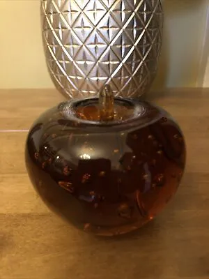 Buy Vintage Glass Apple Paperweight Or Ornament Amber Coloured In Good Condition • 25£