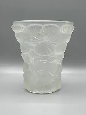 Buy Antique Czech 1930 Josef Inwald Barolac Frosted Glass Pansy Vase • 24.07£