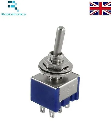 Buy Blue Switch Latching Toggle DPDT ON-ON AC 6A/125V 3A/250V 6 Pin New Quality • 11.29£