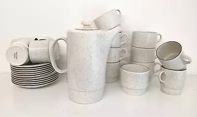Buy Vintage Poole Pottery 26 Piece Grey Speckled Tea Set • 19.99£