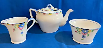 Buy Vintage Collingwood Art Deco 1930s/40s Bone China Teapot, Milk Jug & Sugar Bowl • 25£