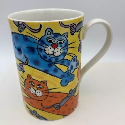 Buy Dunoon Stoneware Crazy Cats Mug Cup Jane Brookshaw Yellow H: 10cm Scotland • 7£