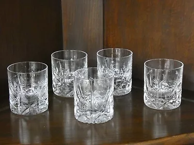 Buy 5 Good Quality Cut Crystal Whisky Tumblers Glasses • 19.95£