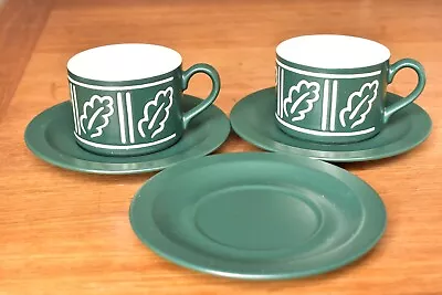 Buy Hornsea Pottery Forest Green Oak Leaf Cups X 2 Saucers X 3 • 4.99£