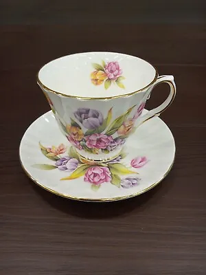 Buy Vintage Duchess Fine Bone China Tea Cup & Saucer Spring Flowers Gold Trim • 19.29£