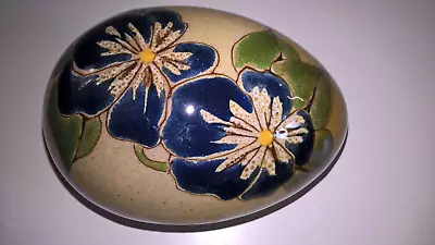 Buy The Guernsey Pottery - Egg Shaped Lidded Trinket Dish - Has Floral Design. • 8.99£
