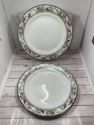 Buy WEDGWOOD & Co  IMPERIAL Oriental FLORAL  BIRD 973 DINNER PLATES 24cm Antique X2 • 18£