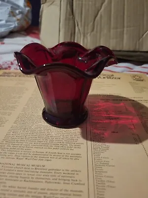 Buy Vintage Davidson Sowerby Ruby Red Pressed Glass Small Posy Vase • 10£