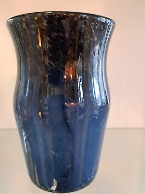 Buy Strathearn  Blue Vase With Leaping Salmon Motif Pontil Mark • 80£