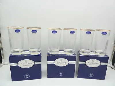 Buy Royal Doulton Finest Crystal 6 X Country Rose Gold Highball Glasses Boxed Gc • 14£