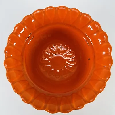 Buy California Pottery Bowl Bright Orange Scalloped Rim VTG Swirled Line MCM 6.25in • 12.29£