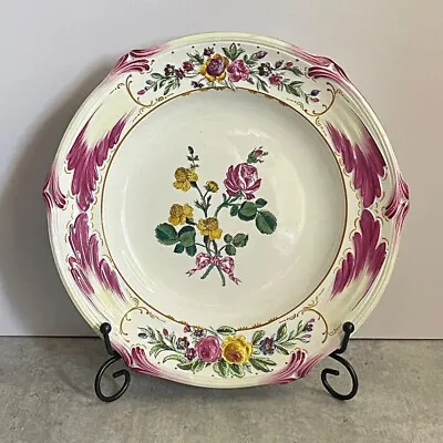 Buy Antique Plate Charger GIEN FAIENCE Pottery French 1871-5 10  Floral Multi-Pink • 80£
