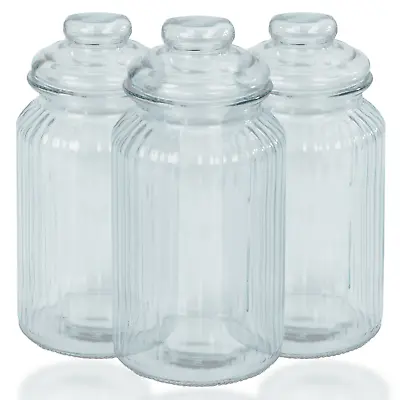 Buy 3 X VINTAGE AIRTIGHT GLASS JARS CONTAINERS TRADITIONAL SWEET JAR STORAGE MODERN • 9.95£