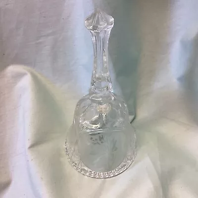 Buy Vintage 24% Lead Crystal Bell Frosted Glass Etched  Pressed Glass 5 1/2   Tall • 3.99£