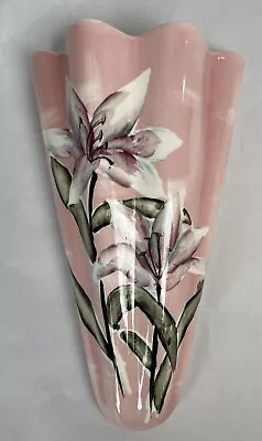 Buy Vintage Floral Painted Wall Pocket Vase, Ries Made, Sticker-ed, Wall Hanging  • 13.26£