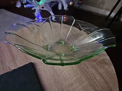 Buy Antique Sowerby 1930s Art Deco Green Glass Fruit Bowl • 16.30£