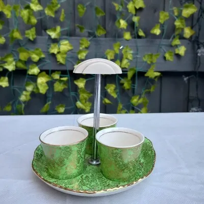 Buy Vintage  Brama  Midwinter,  Staffordshire Egg Cups With Chrome Effect Stand. • 22.22£