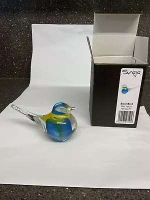 Buy A SVAJA Glass Basil Bird Teal Yellow Paperweight New And Boxed (uk Only) • 35£